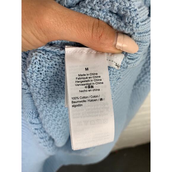 J. Crew Women's Cable Knit Mockneck Pullover Sweater Long Sleeve Blue Size M - Picture 5 of 6